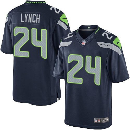 Men's Limited Marshawn Lynch Nike Jersey Navy Blue Home - #24 NFL Seattle Seahawks